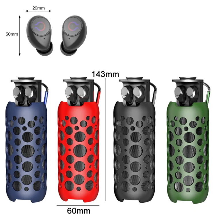 K045 2 In 1 Outdoor Mini Wireless Bluetooth Audio In-Ear Headphones(Green) - Image 2