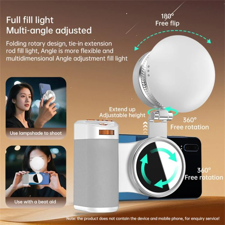 K08 3-Color Temperature Phone Photography Light 360 Degree Foldable Selfie Magnetic LED Ring Light - Image 10