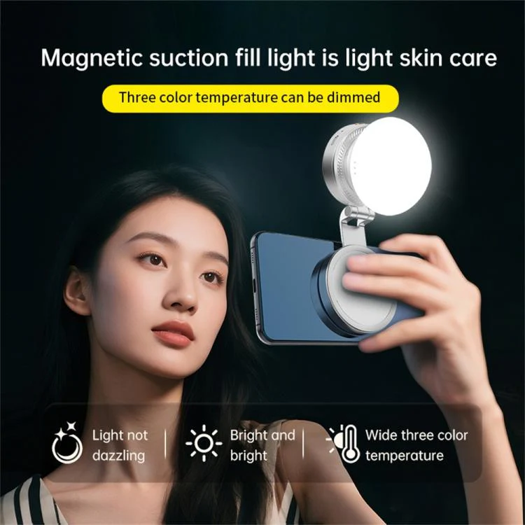 K08 3-Color Temperature Phone Photography Light 360 Degree Foldable Selfie Magnetic LED Ring Light - Image 6