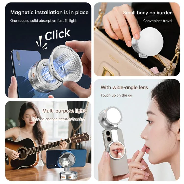 K08 3-Color Temperature Phone Photography Light 360 Degree Foldable Selfie Magnetic LED Ring Light - Image 7