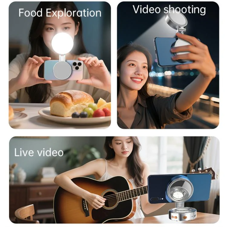 K08 3-Color Temperature Phone Photography Light 360 Degree Foldable Selfie Magnetic LED Ring Light - Image 9