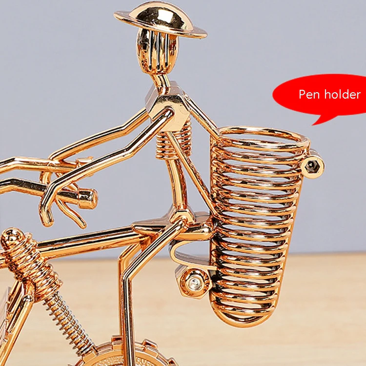 K0931 Retro Clock Ornaments Office Desk Pen Tube Tractor Model Children Toy Alarm(Golden) - Image 5