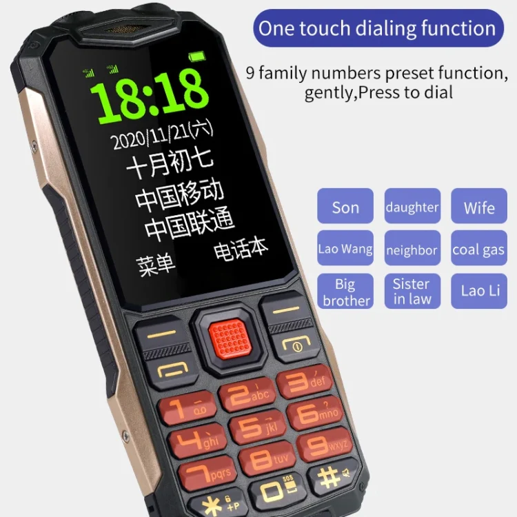 K1+ 4G Elder Rugged Phone, 2.6 inch, 1500mAh Battery, LED Flashlight, Network: 4G, Dual SIM, SOS, Plug:US Plug(Red) - Image 8