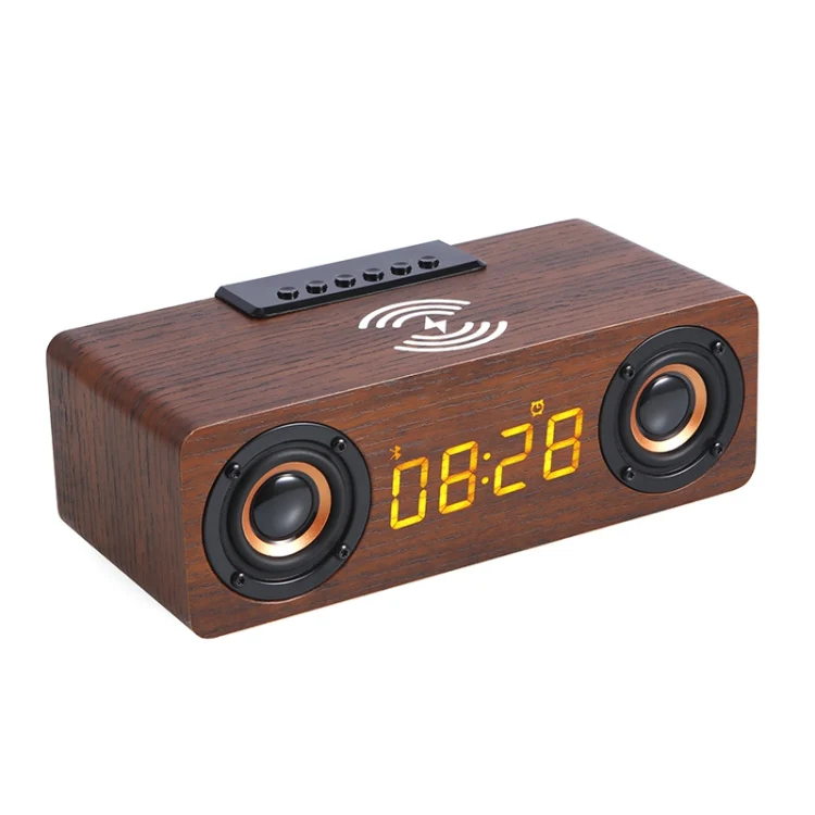 K1 Multifunctional Desktop Wooden Bluetooth Speaker Wireless Loudspeaker(Dark Brown) - Image 2