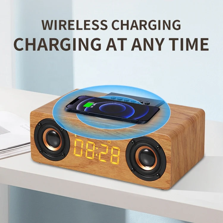 K1 Multifunctional Desktop Wooden Bluetooth Speaker Wireless Loudspeaker(Dark Brown) - Image 7