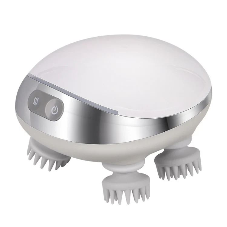 K111 Hot Compress Red Light Head Massager Electric Kneading Vibration Waterproof Head Instrument, Size: English Version(White)