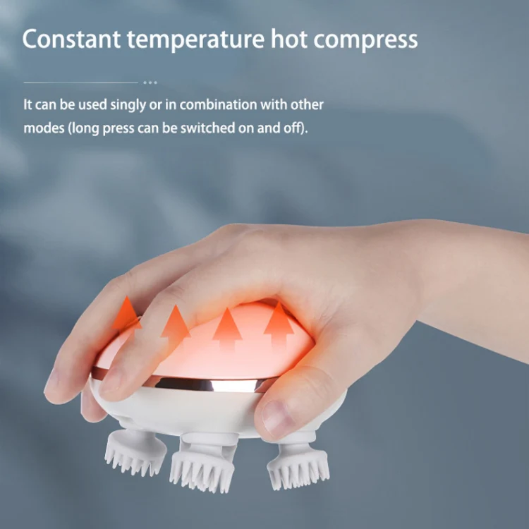 K111 Hot Compress Red Light Head Massager Electric Kneading Vibration Waterproof Head Instrument, Size: English Version(White) - Image 11