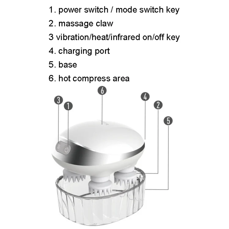 K111 Hot Compress Red Light Head Massager Electric Kneading Vibration Waterproof Head Instrument, Size: English Version(White) - Image 2