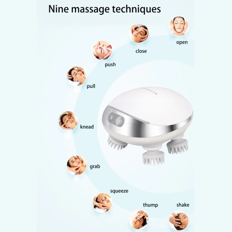 K111 Hot Compress Red Light Head Massager Electric Kneading Vibration Waterproof Head Instrument, Size: English Version(White) - Image 6