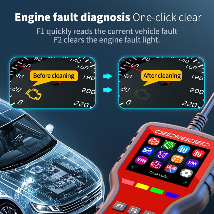 K2 Car OBDII Diagnostic Tool Smart Engine Fault Detector HUD(Black Red) - Image 6