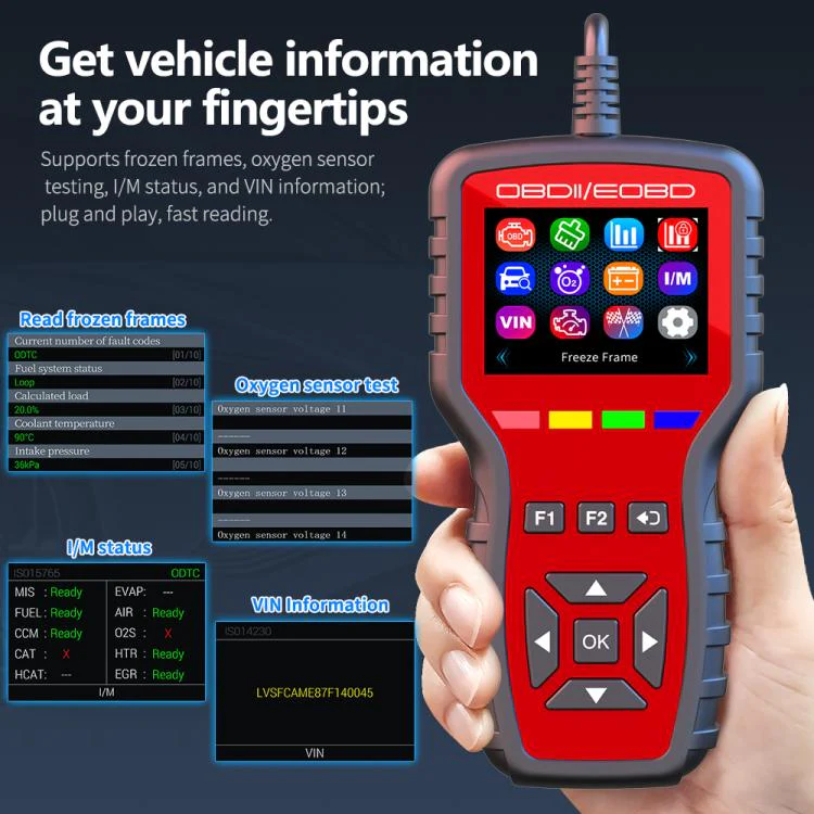K2 Car OBDII Diagnostic Tool Smart Engine Fault Detector HUD(Black Red) - Image 8