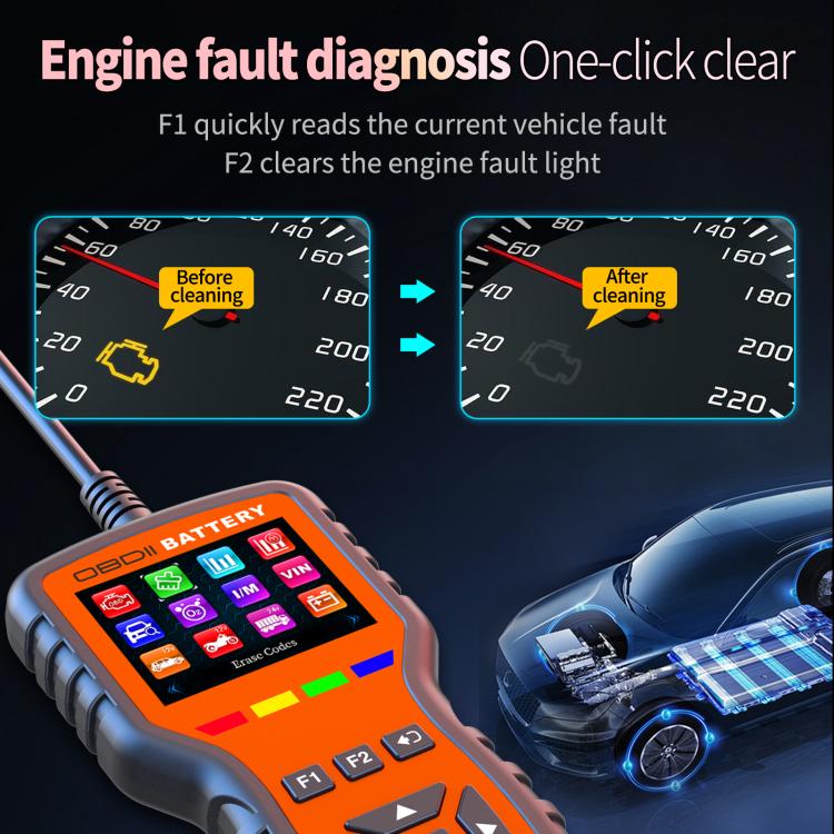 K2 Pro 2 in 1 Car OBDII Diagnostic Tool Battery Tester(Black Orange) - Image 6