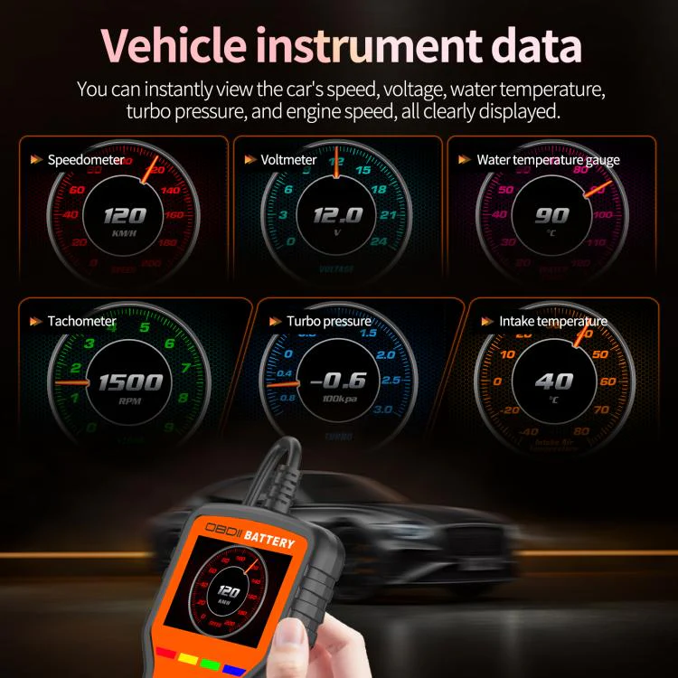 K2 Pro 2 in 1 Car OBDII Diagnostic Tool Battery Tester(Black Orange) - Image 8
