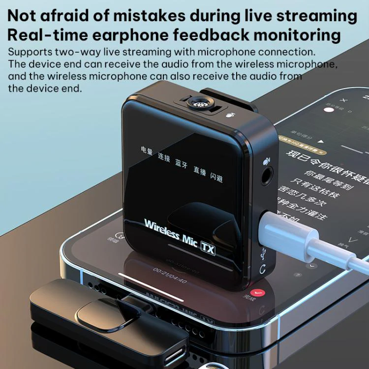 K63 2 in 1 Square Lavalier Wireless Microphone Live Audio Recording, Model:8 Pin Plug - Image 11