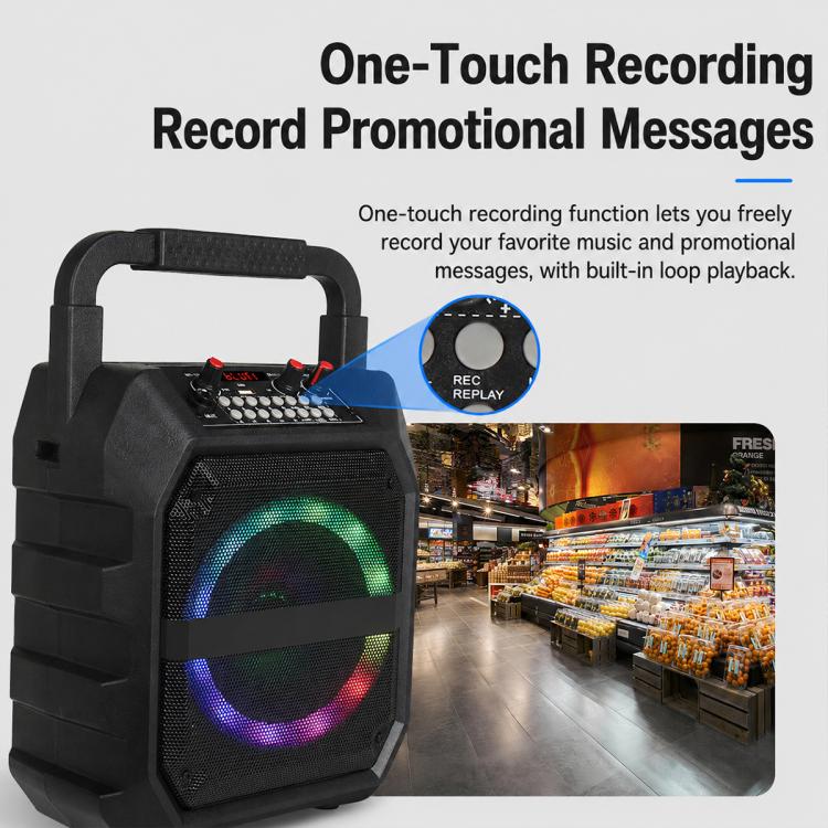 K6S Outdoor Portable Wireless Bluetooth Speaker with 2pcs Microphone(Black) - Image 7