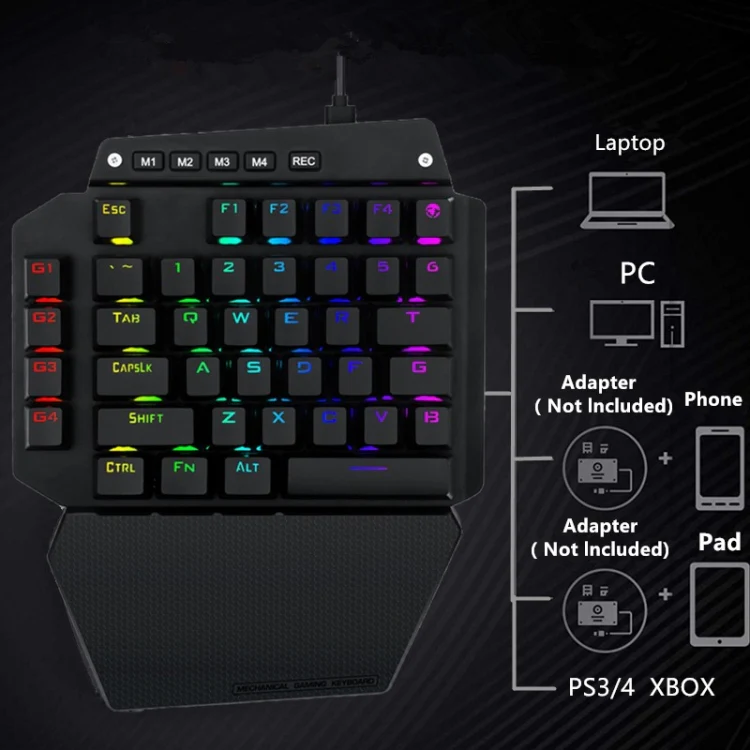 K700 44 Keys RGB Luminous Switchable Axis Gaming One-Handed Keyboard, Cable Length: 1m(Red Shaft) - Image 6