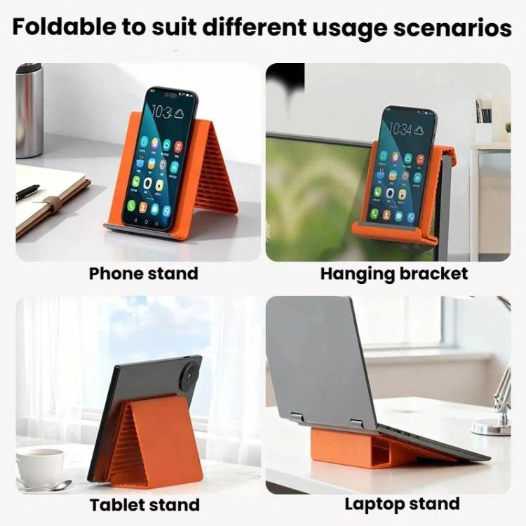 K8 Mobile Phone Silicone Desktop Flexible Deformable Folding Stand Portable Non-Slip Tablet & Laptop Holder(Orange) - Image 6