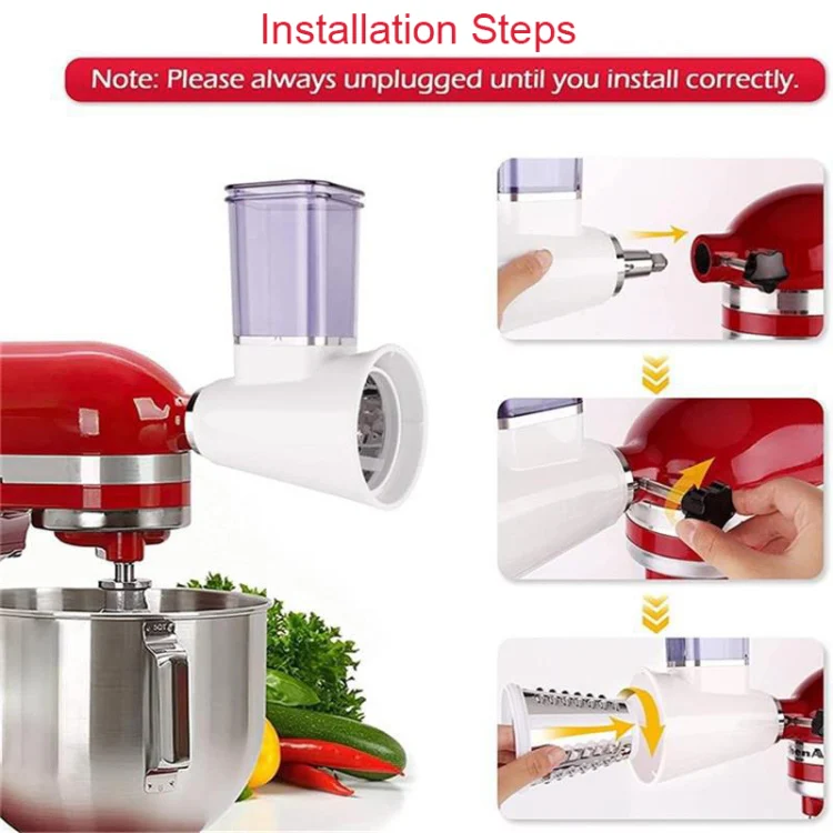 KA-08 For KitchenAid New Cutter Multi-functional Vegetable Cutter Accessories Slicer Grater(White) - Image 4