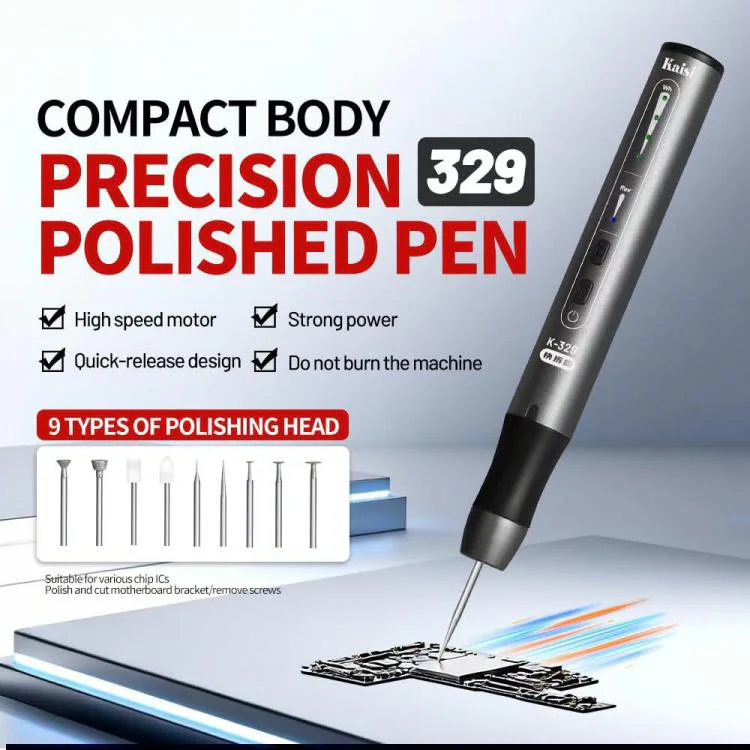 Kaisi 329 Multifunction Charging Polish Pen with 9pcs Grinding Heads - Image 2