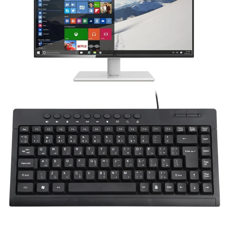 KB-301A Multimedia Notebook Mini Wired Keyboard, Arabic Version (Black)