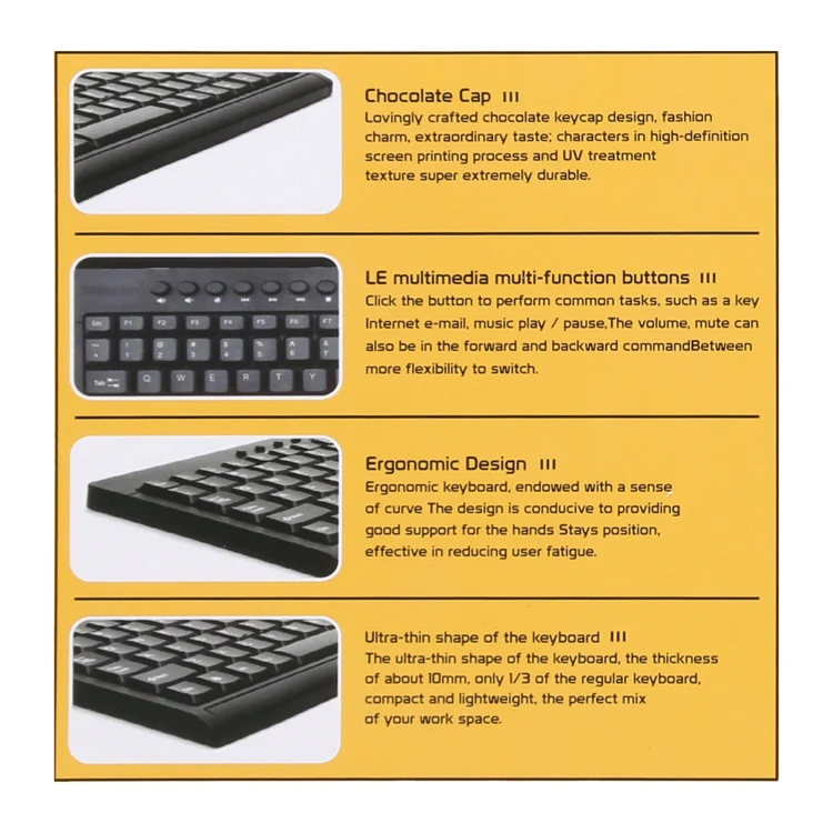 KB-301A Multimedia Notebook Mini Wired Keyboard, Arabic Version (Black) - Image 6