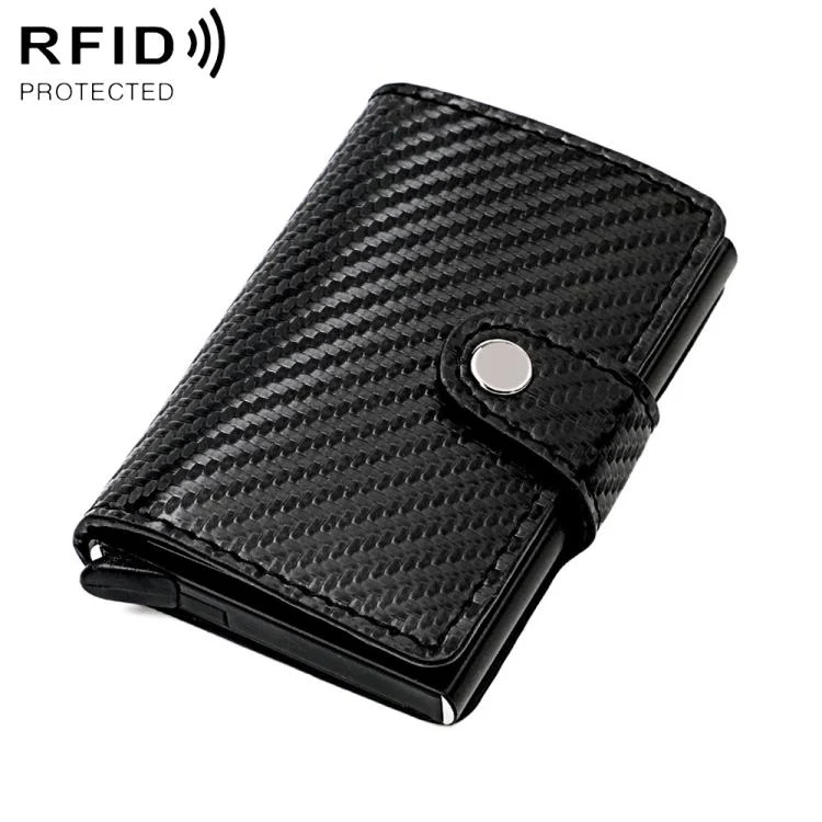 KB237 Carbon Fiber Texture RFID Aluminum Alloy Multi-card Wallet(Black)