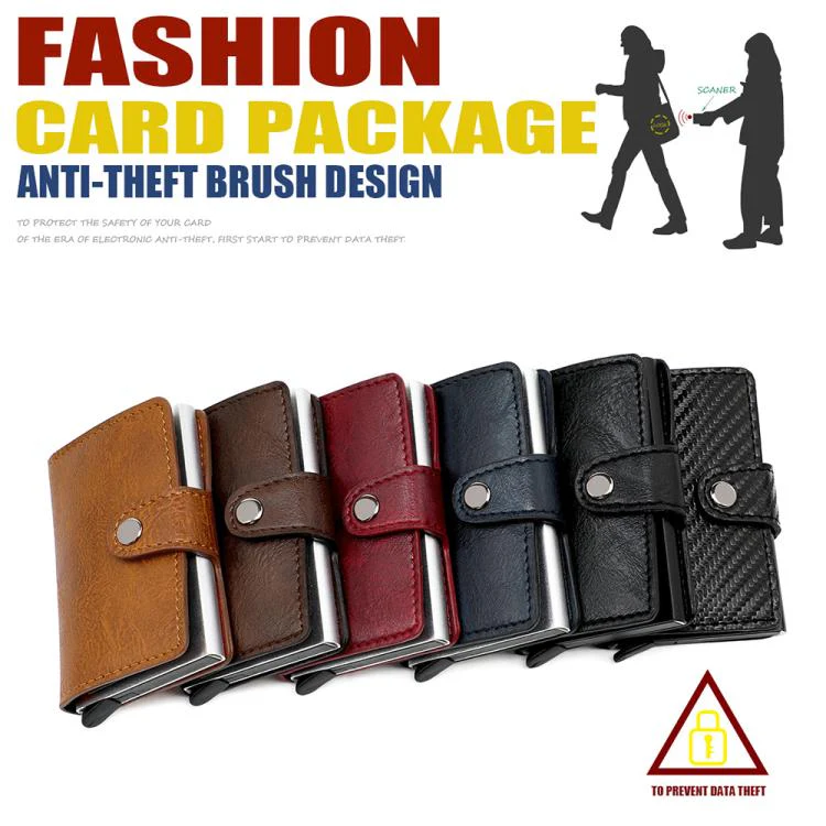KB238 Oil Wax Texture RFID Aluminum Alloy Multi-card Wallet(Brown) - Image 4