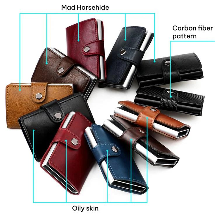 KB238 Oil Wax Texture RFID Aluminum Alloy Multi-card Wallet(Brown) - Image 5