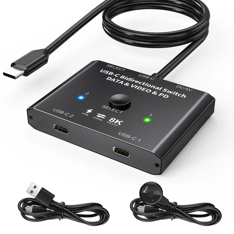 KC-C201 8K30 Type-C / USB-C Bidirectional Switch 10Gbps HD Splitter