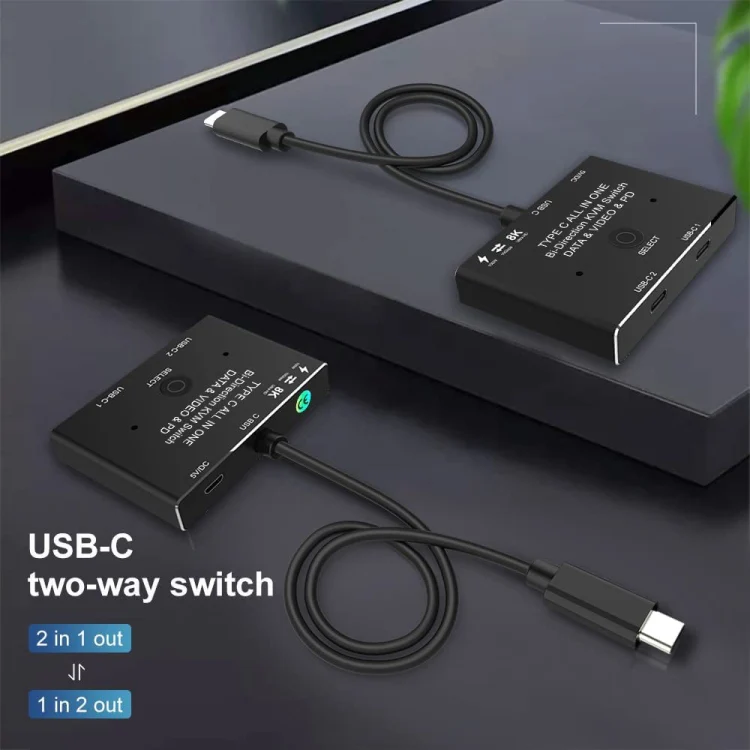 KC-C201 8K30 Type-C / USB-C Bidirectional Switch 10Gbps HD Splitter - Image 2