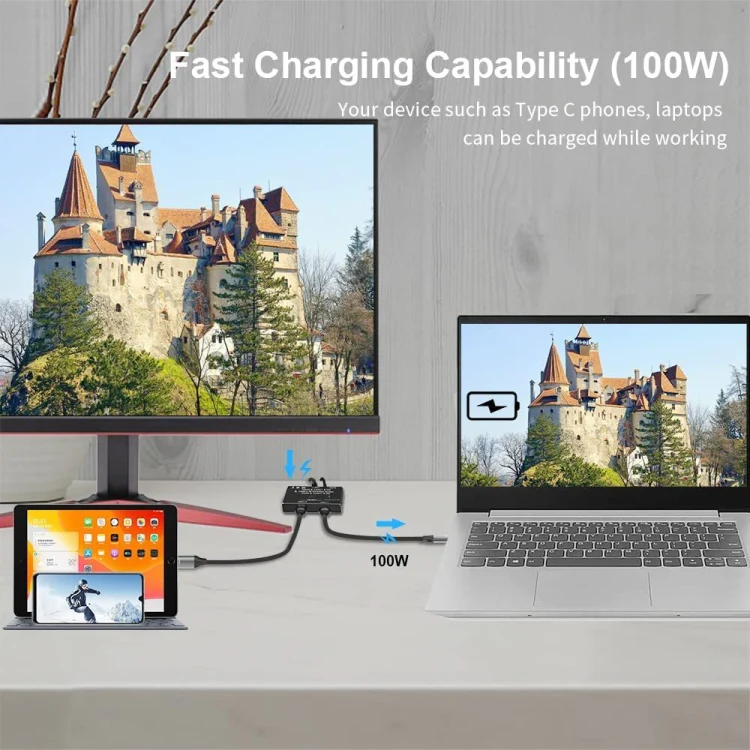 KC-C201 8K30 Type-C / USB-C Bidirectional Switch 10Gbps HD Splitter - Image 3