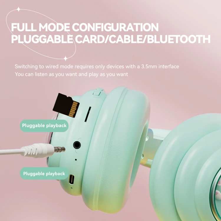 KE-30 RGB Head Mounted Wireless Bluetooth Headset(Pink) - Image 5