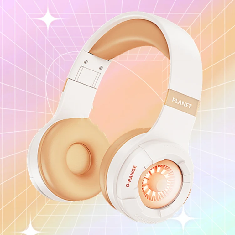 KE25 RGB Light Wireless Stereo Music Bluetooth Headset(Orange) - Image 2