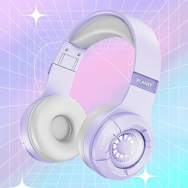 KE25 RGB Light Wireless Stereo Music Bluetooth Headset(Purple) - Image 2