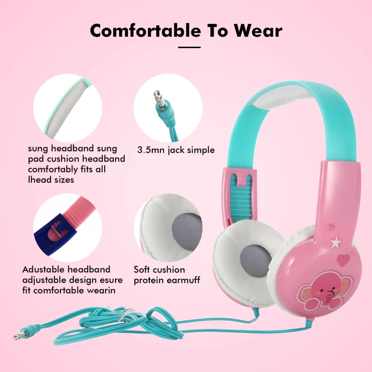KID101 Portable Cute Children Learning Wired Headphone(Black Yellow) - Image 5