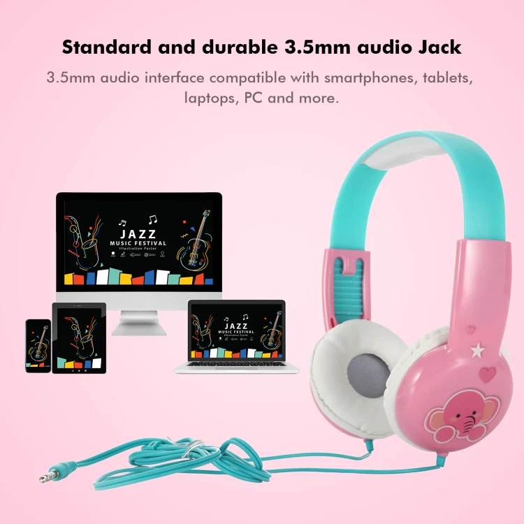 KID101 Portable Cute Children Learning Wired Headphone(Blue Red) - Image 4