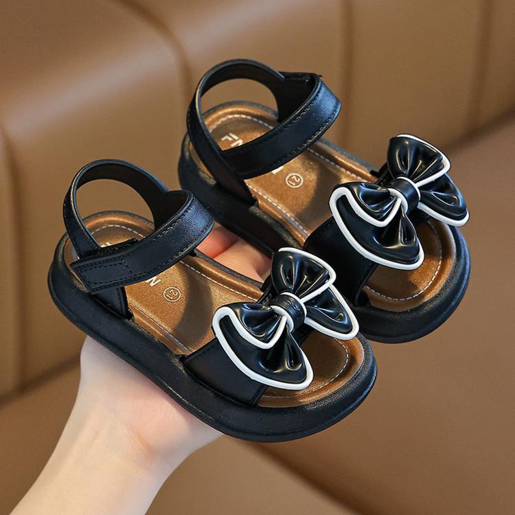 Kids Summer Anti-Slip Soft Sole Sandals Easy On Off Beach Sandals For Girls, Size: 23 Length 15cm(Black)