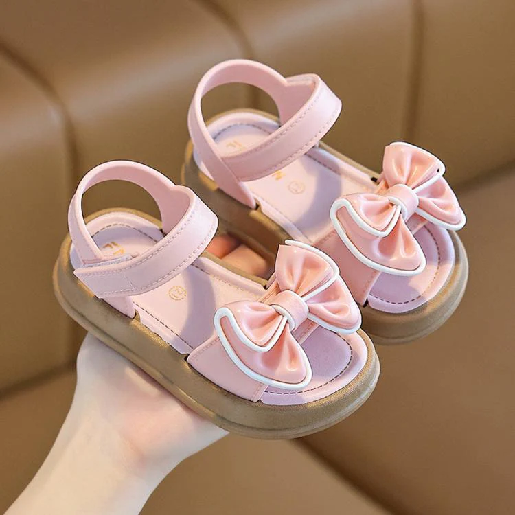 Kids Summer Anti-Slip Soft Sole Sandals Easy On Off Beach Sandals For Girls, Size: 25 Length 16cm(Pink)