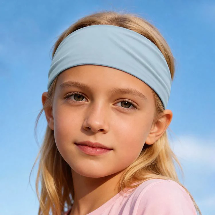 Kids Sweat-Wicking Quick-Dry Headband Milk Silk Widened Sports Running Hair Band(Grey)