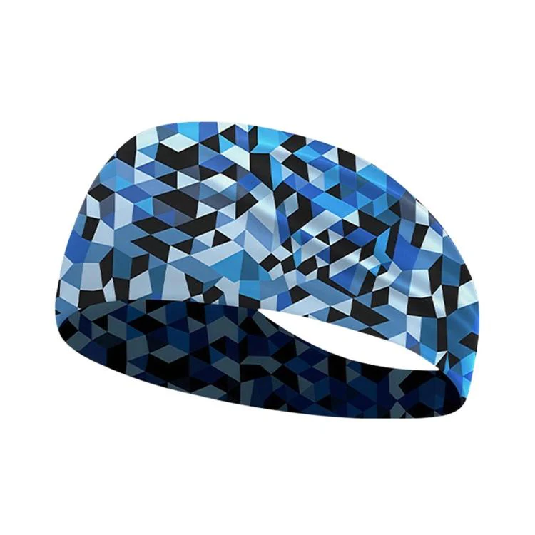 Kids Sweat-Wicking Quick-Dry Headband Milk Silk Widened Sports Running Hair Band(Royal Blue Checkered) - Image 2