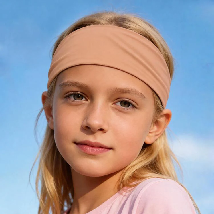 Kids Sweat-Wicking Quick-Dry Headband Milk Silk Widened Sports Running Hair Band(Skin)