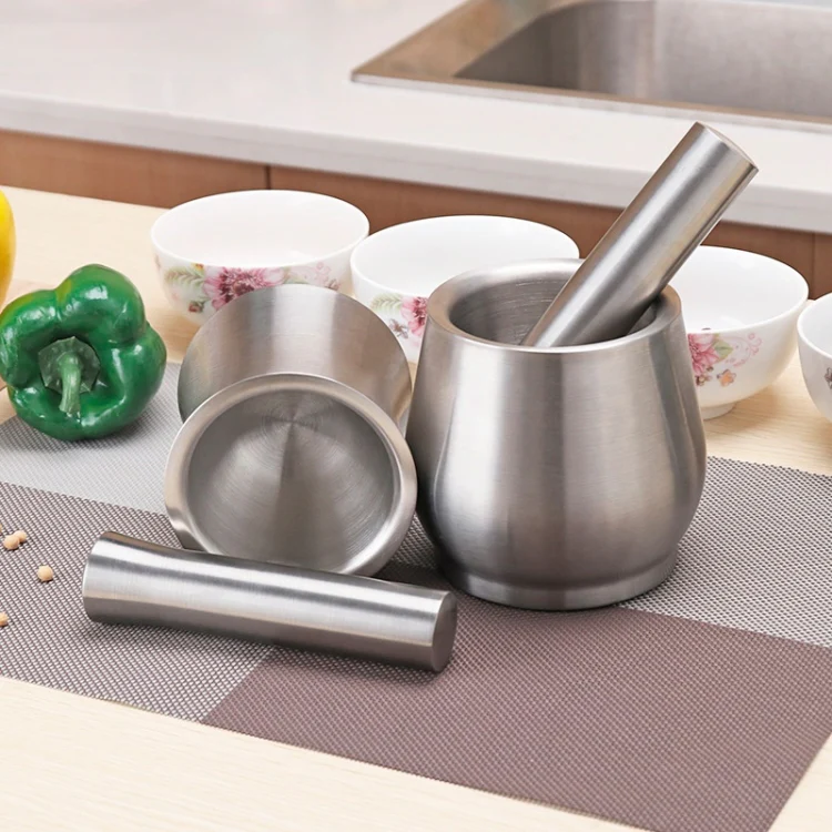 Kitchen 304 Stainless Steel Garlic Masher Spice Bean Nut Grinder, Specification: Drum Shape - Image 6
