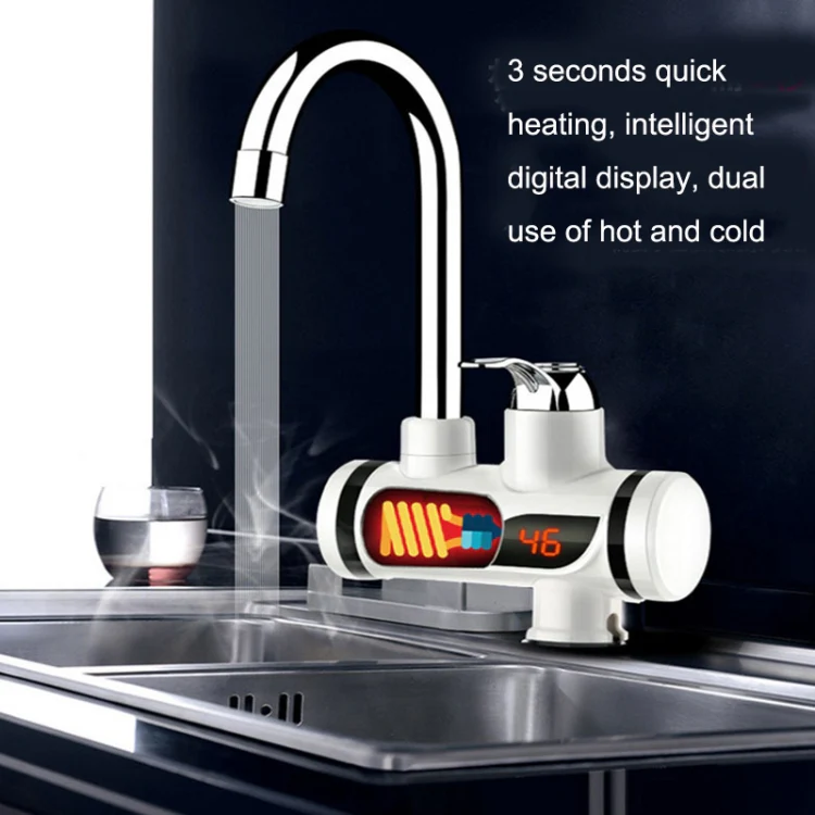 Kitchen Hot and Cold Dual-use Instant Faucets EU Plug, Style: Oblique Screen Type - Image 5