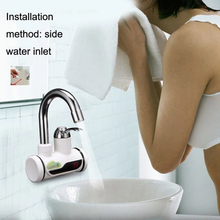 Kitchen Hot and Cold Dual-use Instant Faucets EU Plug, Style: Oblique Screen Type - Image 6