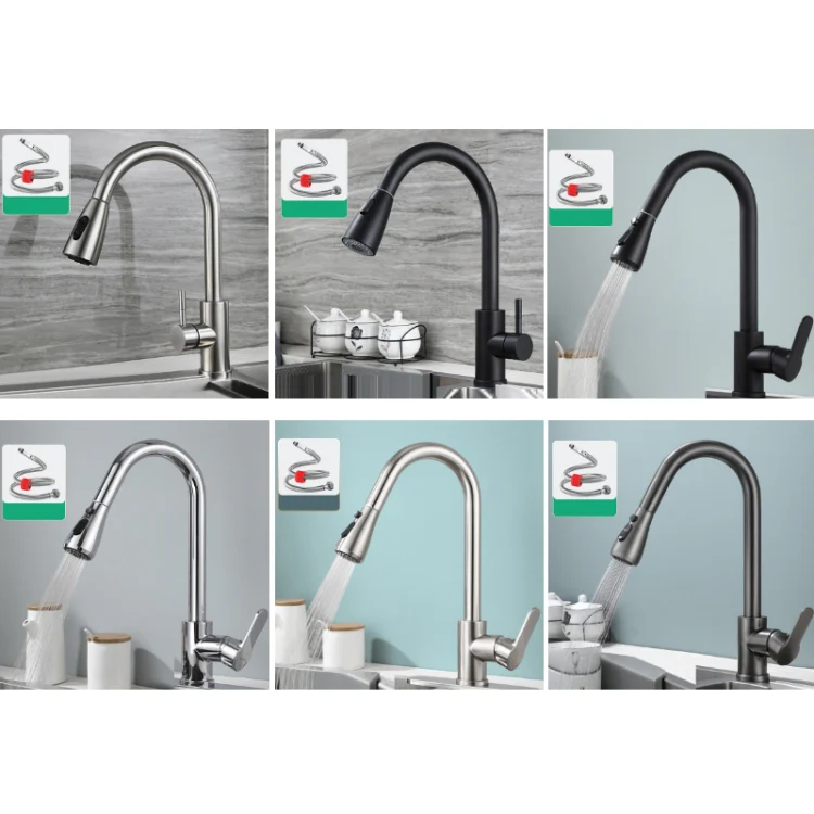 Kitchen Pull-out Universal Telescopic Hot & Cold Water Faucet, Specification: Copper Nickel Wire Drawing - Image 2