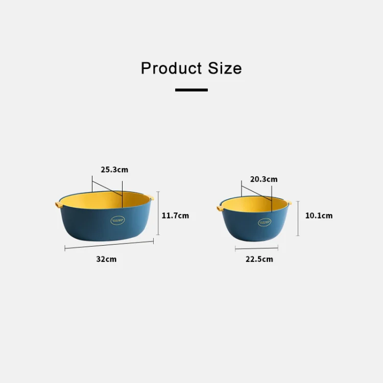 Kitchen Rice Pan Double-dish Vegetable Drain Basket Plastic Fruit Basket, Color:O Shape Dark Red - Image 8