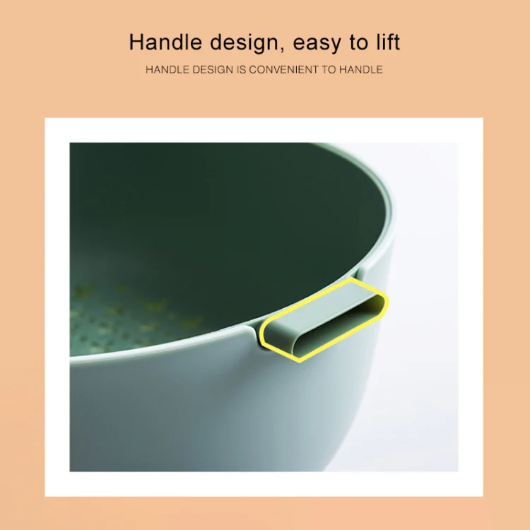 Kitchen Rice Pan Double-dish Vegetable Drain Basket Plastic Fruit Basket, Color:O Shape Light Green - Image 5