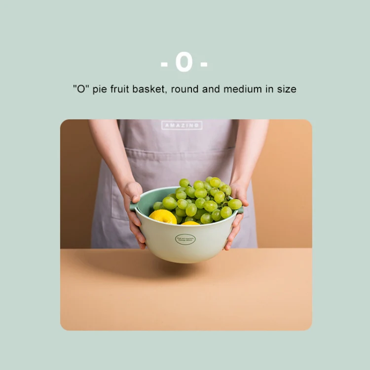 Kitchen Rice Pan Double-dish Vegetable Drain Basket Plastic Fruit Basket, Color:O Shape Light Green - Image 7
