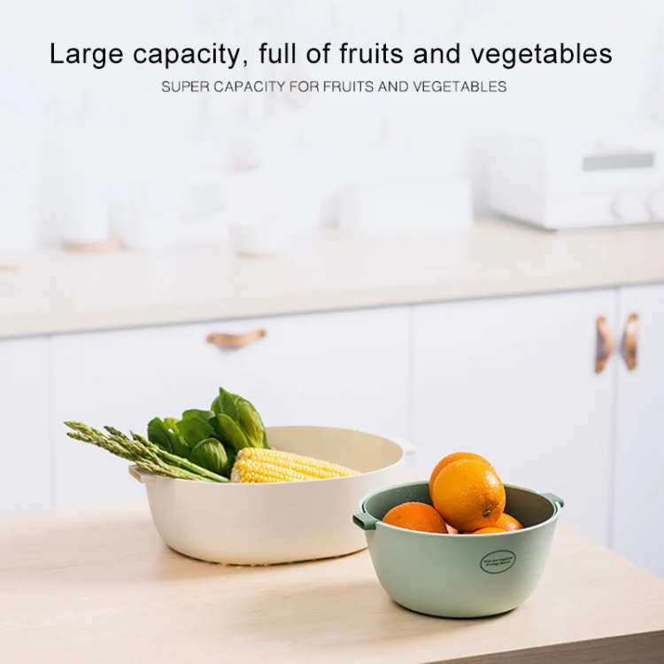 Kitchen Rice Pan Double-dish Vegetable Drain Basket Plastic Fruit Basket, Color:U Shape Dark Red - Image 11