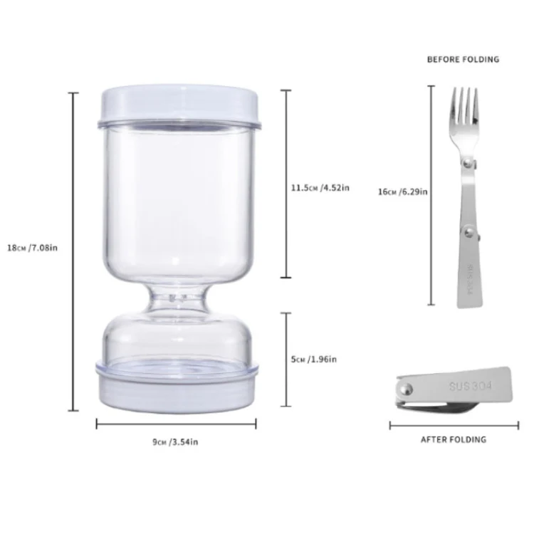 Kitchen Wet And Dry Separate Pickle Jar Plastic Wet And Dry Dispenser Hourglass Can, Style: Round Extension With Fork - Image 2